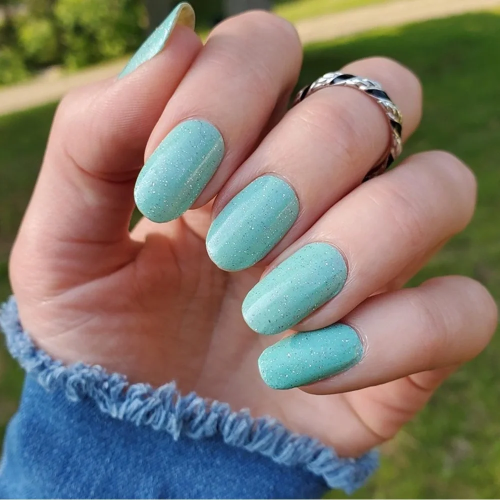 Color Street “In the Mist” Sparkling Mint Green Nail strip set - Picture 1 of 5